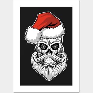 Sugar Skull Santa Christmas Shirt Posters and Art